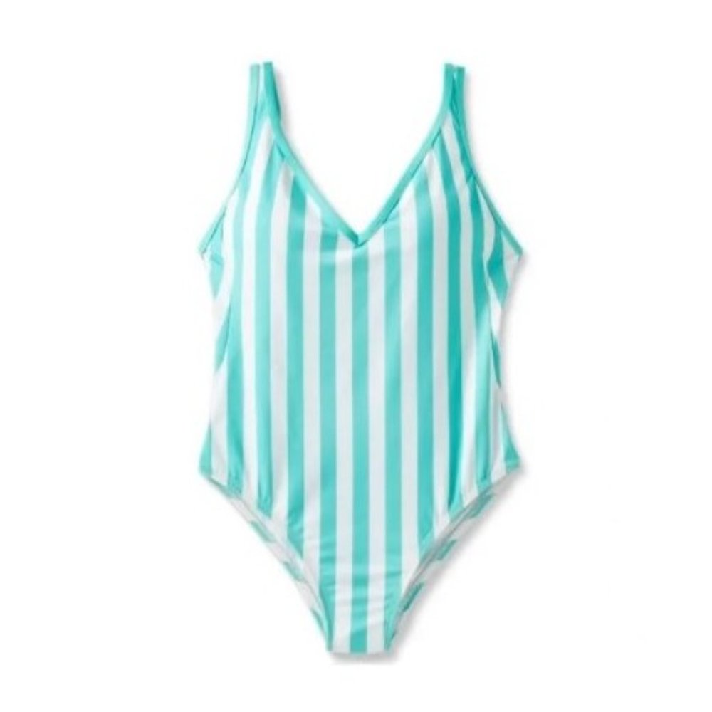 Kona Sol Turquoise Stripe One‑Piece Swimsuit 16W XXL - NWT - Picture 3 of 11
